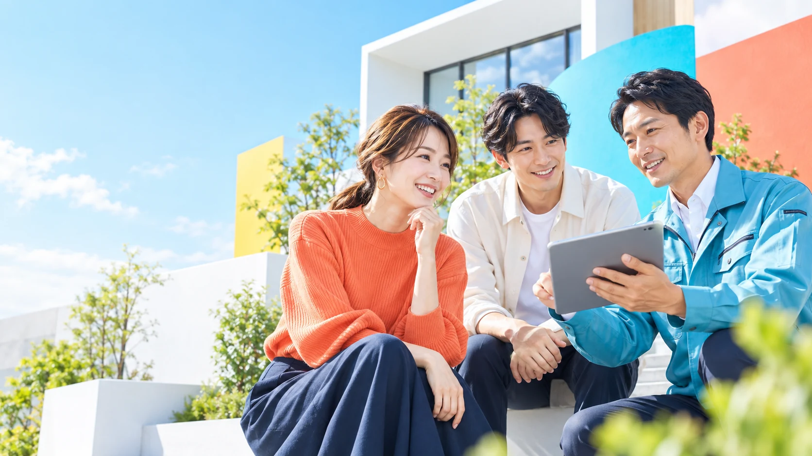 住宅会社の担当者とお施主様が情報を共有する様子